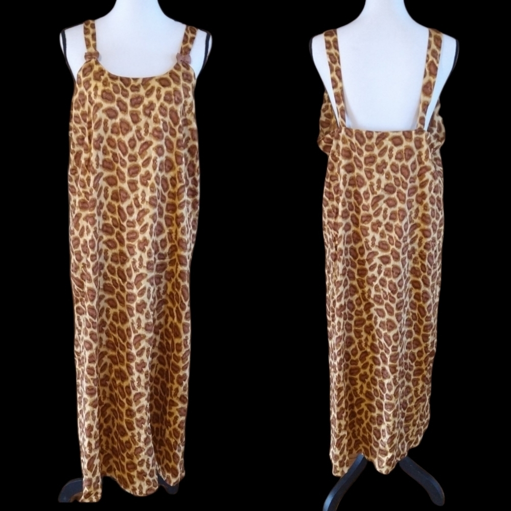 Metallic Shimmery Gold Leopard Print Maxi Night Gown Size XL